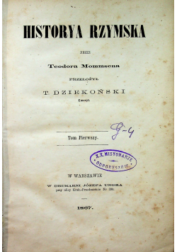 Historya Rzymska tom I 1867r