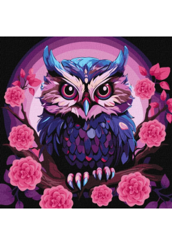 Malowanie po numerach - Fioletowa sowa 40x40cm