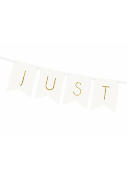 Baner Just Married biały 15x155cm