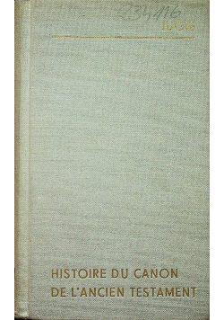 Histoire du Canon de l Ancien Testament reprint z 1909r