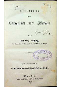 Erklarung des Evangeliums nach Johannes