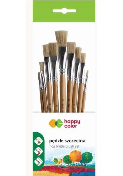 Pędzle szkolne płaskie 9szt HAPPY COLOR