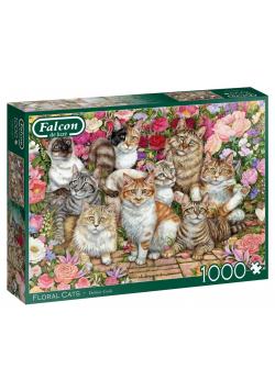 Puzzle 1000 Falcon Koty i kwiaty G3