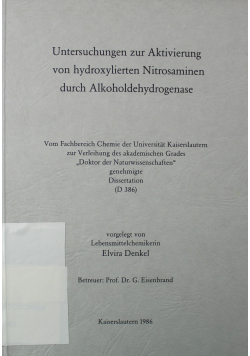 Untersuchungen zur Aktivierung von hydroxylierten Nitrosminen durch Alkoholdenhydrogenase