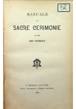 Manuale di sacre cerimonie 1908r