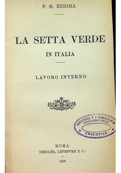 La setta verde in Italia 1906 r