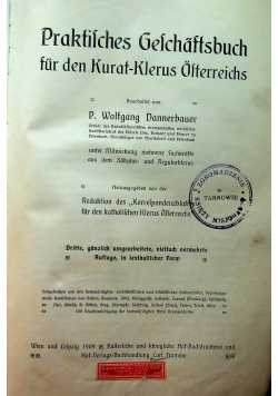 Praktisches Geschaftsbuch fur den Kurat Klerus Osterrichs 1909 r.