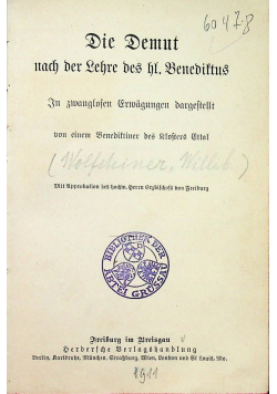 Die Demut nach der Lehre des hl Benediktus