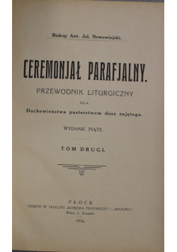 Ceremonjał parafialny  tom 2 1916r