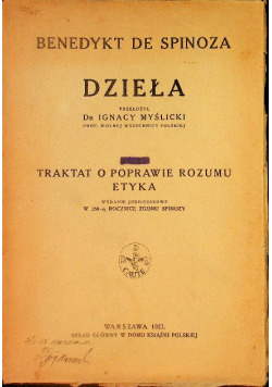 Spinoza Dzieła, 1927 r.