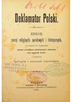 Deklamator polski zbiór poezyi religijnych, 1893r.