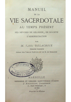 Manuel de la vie sacerdotale 1888 r.