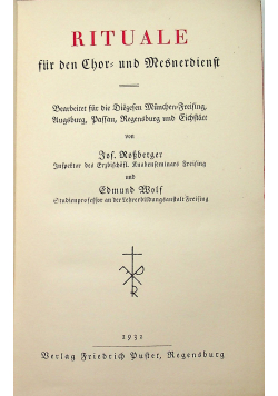 Rituale fur den Chor und Mesnerdienft 1932r