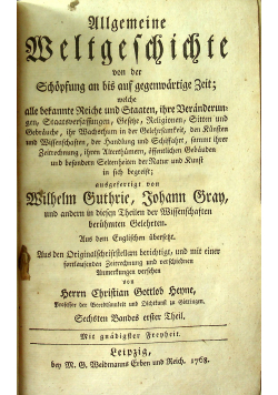 Allgemeine Weltgeschichte band  1768r.
