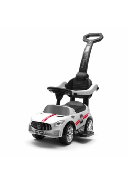Jeździk dziecięcy z dźwiękiem i rączką Racer biały