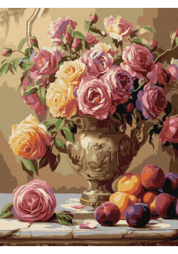 Malowanie po numerach - Wielobarwne róże 30x40cm