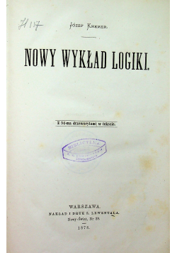 Nowy wykład logiki 1878 r.