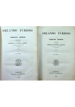 Lodovico Ariosto preceduto da alcuni pensieri di vincenzo gioberti 2 tomy 1854 r