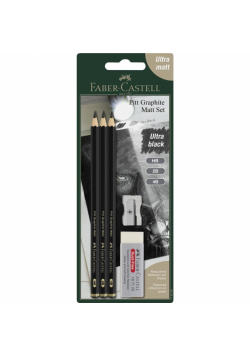 Ołówki Pitt Graphite Matt 3szt z gumką i temper