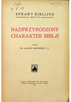 Nadprzyrodzony charakter Biblji 1924 r.