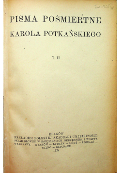 Pisma pośmiertne Karola Potkańskiego Tom II 1924 r.