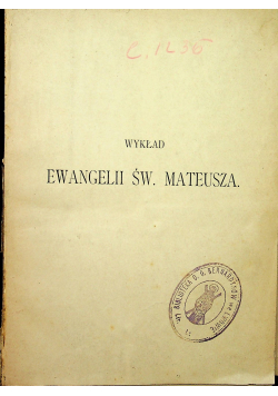 Wykład Ewangelii Św Mateusza 1903 r.