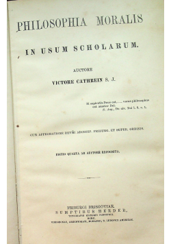 Philosophia Moralis in Usum Scholarum 1902 r