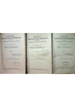 Manuale Theologiae Moralis 3 Tomy 1923 r.