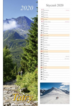 Kalendarz 2020 Tatry 13 planszowy 15x48 RADWAN