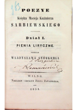 Poezye Księdza Macieja Kazimierza Sarbiewskiego 1854 r.