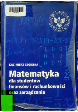 Matematyka dla studentów finansów i rachunkowości oraz zarządzania