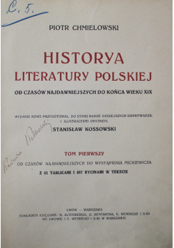 Historya literatury polskiej Tom 1 około 1914 r.