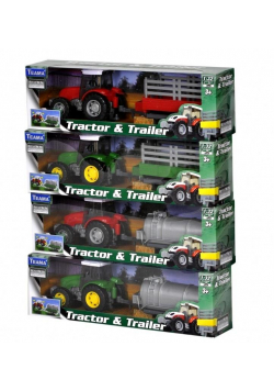Traktor + naczepa 1:32 czerwona ver. 1