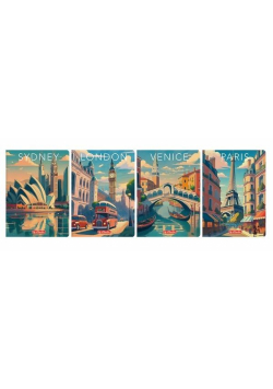 Brulion A5/96K kratka z margines Retro City (5szt)