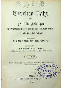 Teresien jahr oder geistliche lesungen 1890 r