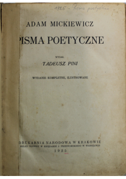 Mickiewicz Pisma poetyczne 1925r