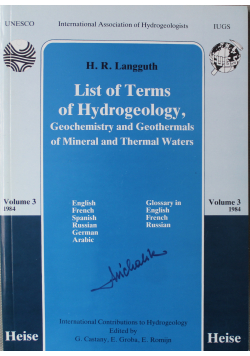 List of Terms of Hydrogeology