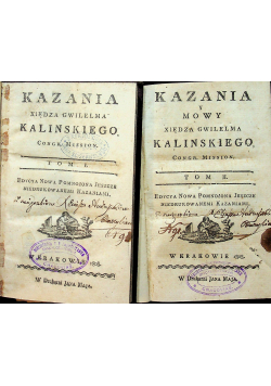 Kazania y mowy 2 tomy 1808 r.