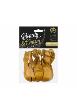 Balony Beauty&Charm metaliki c. złote 30cm 10szt