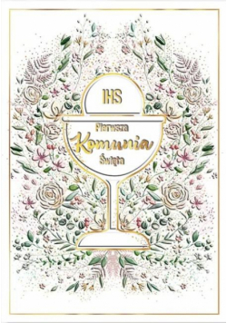 Karnet Komunia Kielich w kwiatach