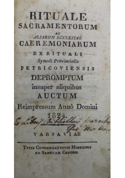 Rituale Sacramentorum ac Aliarum Ecclesiae Caeremoniarum 1824 r.
