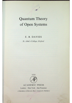 Quantum Theory of Open Systems