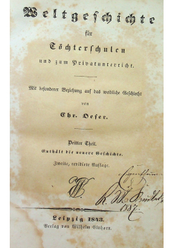 Weltgeschichte fur tochterschulen 1843 r