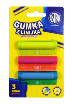 Gumka i linijka 2w1 Astra blister 3szt.