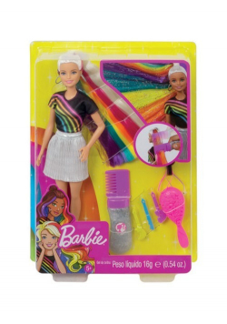 Barbie błyszczące tęczowe włosy