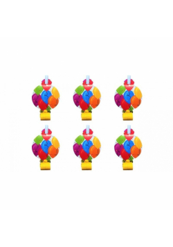 Gwizdki rozwijane z medalionem Balony 6szt