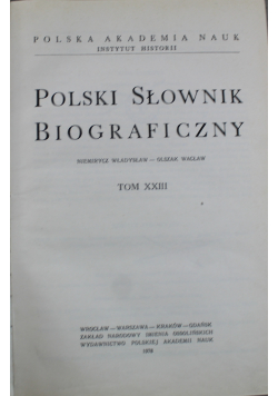 Polski Słownik Biograficzny tom XXIII