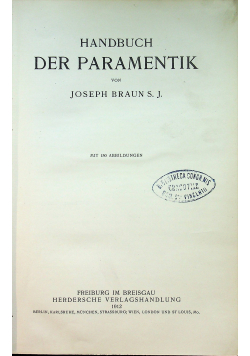 Handbruch der paramentik 1912 r