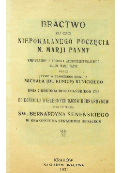 Bractwo ku czci Niepokalanego Poczęcia N. Marji Panny 1931 r.