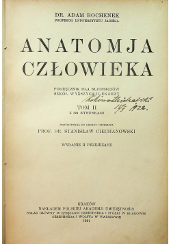 Anatomia człowieka tom II 1921 r